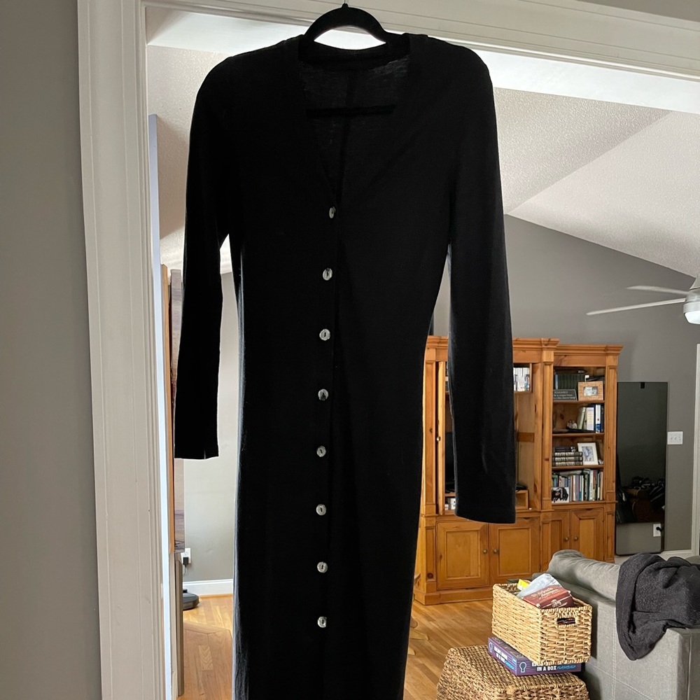 Long sleeve knit button front dress